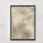 高級金ゴールドネイビーブルー白オーキッ結婚クの花 招待状 (裏面)