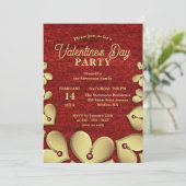 高級金ゴールドハートとレッドジェムズバレンタインのパーティー 招待状 (スタンド正面)