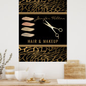 高級金ゴールドヒョウの髪&メイクアップサロン ポスター (キッチン)