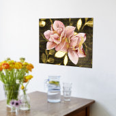 高級金ゴールドピンク抽象芸術モダンリリー 箔ポスター (レイダウン (キッチン))