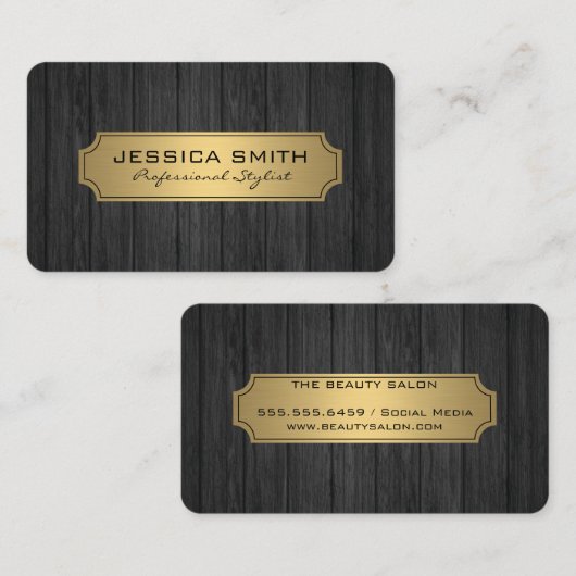 高級金ゴールドフレームウッド 名刺 (正面/裏面)