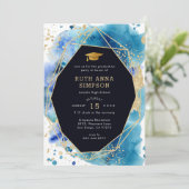 高級金ゴールドフレームパーソナライズされた写真の卒業 招待状 (スタンド正面)