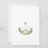 高級金ゴールドフレームホワイトフラワーガールバプテスマ 招待状 (裏面)