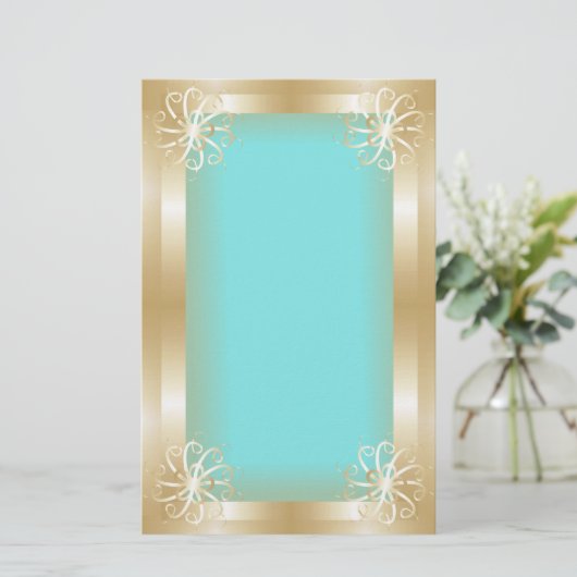 高級金ゴールドフレーム文房具 便箋 (スタンド正面)