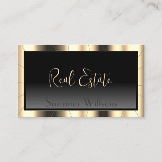 高級金ゴールドフレーム暗いグラデスタイリッシューションと写真 名刺 (正面)