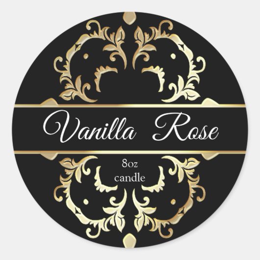 高級金ゴールドフレーム香り付きコンテナキャンドルラベル ラウンドシール (正面)