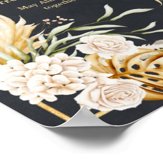 高級金ゴールドフローラフレームブラックニカ証明書 ポスター (角)