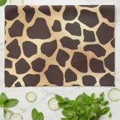 高級金ゴールドブラウンキリンアニマルプリントパターン キッチンタオル (折り畳み)