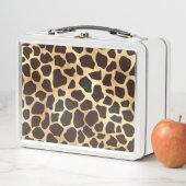 高級金ゴールドブラウンキリンアニマルプリントパターン メタルランチボックス (インサイチュ)