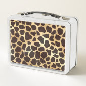 高級金ゴールドブラウンキリンアニマルプリントパターン メタルランチボックス (裏面)