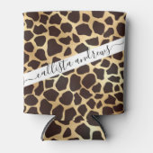 高級金ゴールドブラウンキリンアニマルプリントパターン 缶クーラー (正面)