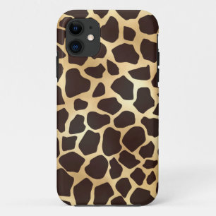 高級金ゴールドブラウンキリンアニマルプリントパターン iPhone 11 ケース