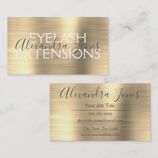 高級金ゴールドブラシ仕上げメタルまつ毛エクステンション 名刺 (正面/裏面)