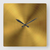 高級金ゴールドブラシ仕上げメタルテクスチャ6 スクエア壁時計 (正面)