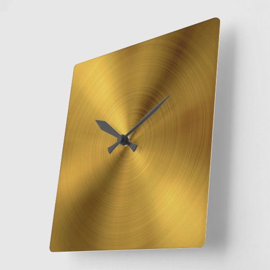 高級金ゴールドブラシ仕上げメタルテクスチャ6 スクエア壁時計 (傾斜)