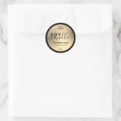 高級金ゴールドブラックスクリプト大豆キャンドルラベル ラウンドシール (バッグ)