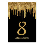 高級金ゴールドブラック滴下グリッター結婚ズ テーブルナンバー (正面)