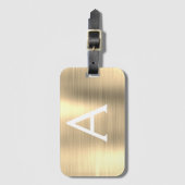 高級金ゴールドブラッシュドメタルモノグラム名イニシャル ラゲッジタグ (正面縦)