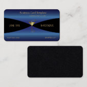 高級金ゴールドブルーメタリックバーテンダー 名刺 (正面/裏面)