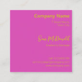 高級金ゴールドホットピンクオアロゴプロモーション会社 スクエア名刺 (裏面)