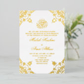高級金ゴールドホワイトイスラム結婚教徒 箔招待状 (立ち正面)