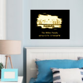 高級金ゴールドマナマスカイライン経度 箔ポスター (インサイチュ (寝室))