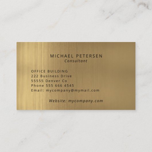 高級金ゴールドメタリックエレガントモノグラムの 名刺 (裏面)