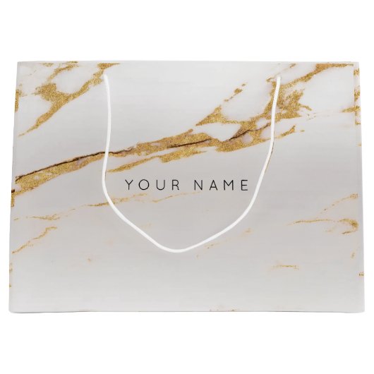 高級金ゴールドメタリックギフトグレーシルバーフォキエ ラージペーパーバッグ (正面)