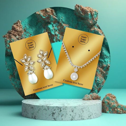 高級金ゴールドメタリックネックレスイヤリングディスプレイカード