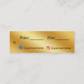 高級金ゴールドメタリック価格ラベル スキニー名刺 (裏面)