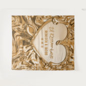 高級金ゴールドメタルハート背景 タペストリー (正面(横))