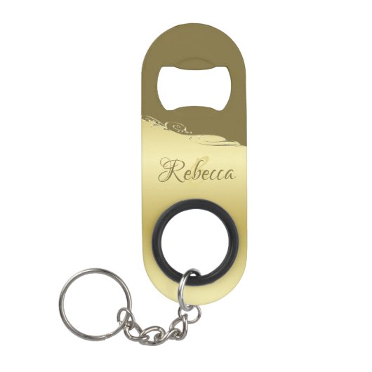 高級金ゴールドメタル軍隊金ゴールド キーホルダー栓抜き (正面)