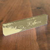 高級金ゴールドメタル軍隊金ゴールド デスクネームプレート (側面)