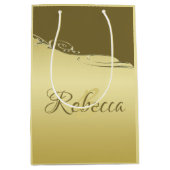 高級金ゴールドメタル軍隊金ゴールド ミディアムペーパーバッグ (正面)