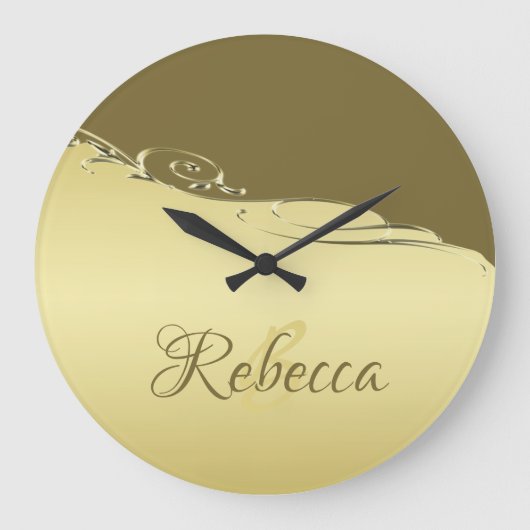 高級金ゴールドメタル軍隊金ゴールド ラージ壁時計 (正面)