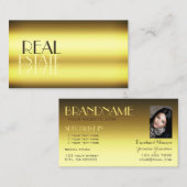 高級金ゴールドモダンシック鏡文字付き写真 名刺 (正面/裏面)