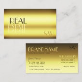 高級金ゴールドモダン鏡文字付きモノグラム 名刺 (正面/裏面)