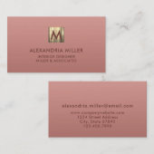 高級金ゴールドモノグラムバラピンク 名刺 (正面/裏面)