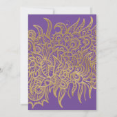 高級金ゴールドレースオンパープルクラシックエレガント結婚ズ セーブザデート (裏面)