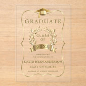 高級金ゴールド卒業発表 アクリル招待状 (正面)