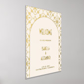 高級金ゴールド地中海のタイル結婚の歓迎 箔ポスター (レイダウン)