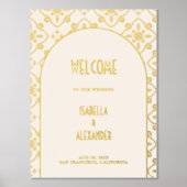 高級金ゴールド地中海のタイル結婚の歓迎 箔ポスター (正面)