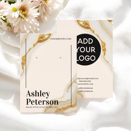 高級金ゴールド大理石フォイルのスクリプトイヤリングディスプレイ 名刺