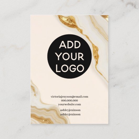 高級金ゴールド大理石フォイルのスクリプトイヤリングディスプレイ 名刺 (裏面)