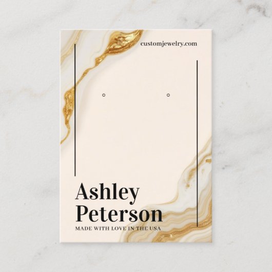 高級金ゴールド大理石フォイルのスクリプトイヤリングディスプレイ 名刺 (正面)