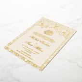 高級金ゴールド幾何学的イスラム結婚教徒 箔招待状 (回転した状態)
