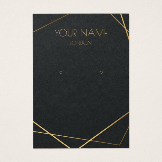 高級金ゴールド幾何学的ブラックイヤリングディスプレイカード (正面)