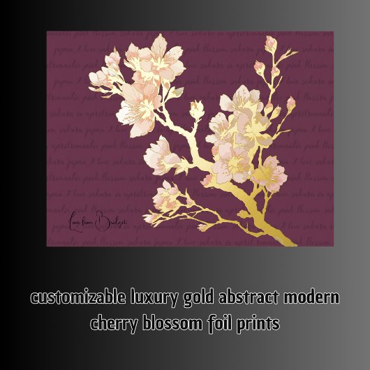 高級金ゴールド抽象芸術モダンさくらんぼ花 箔ポスター