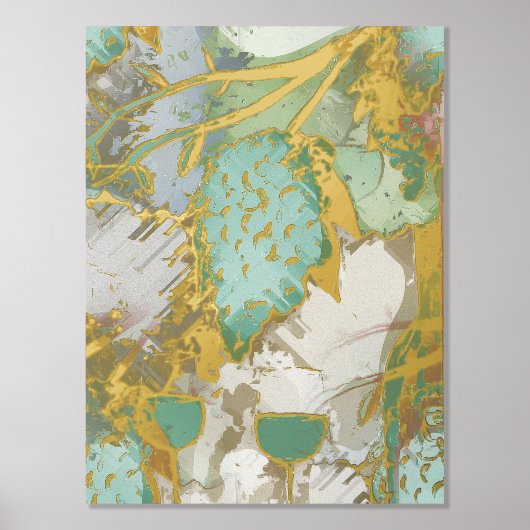 高級金ゴールド抽象芸術素晴らしブドウ実在品 箔ポスター (正面)
