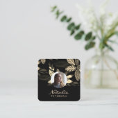 高級金ゴールド植物台本の写真 スクエア名刺 (スタンド正面)